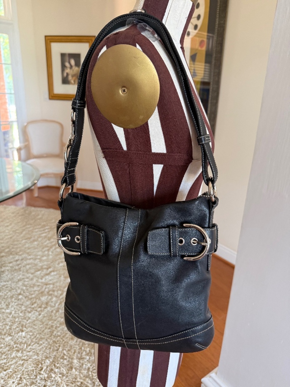Vintage Coach Black Leather Soho Slim Crossbody Purse 1452